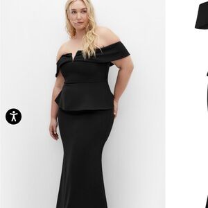 City Chic Luxe Peplum Strapless Formal Gown